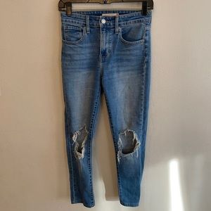 Levi’s 721 High Rise Skinny Destructed Distressed Denim Jeans Size 25